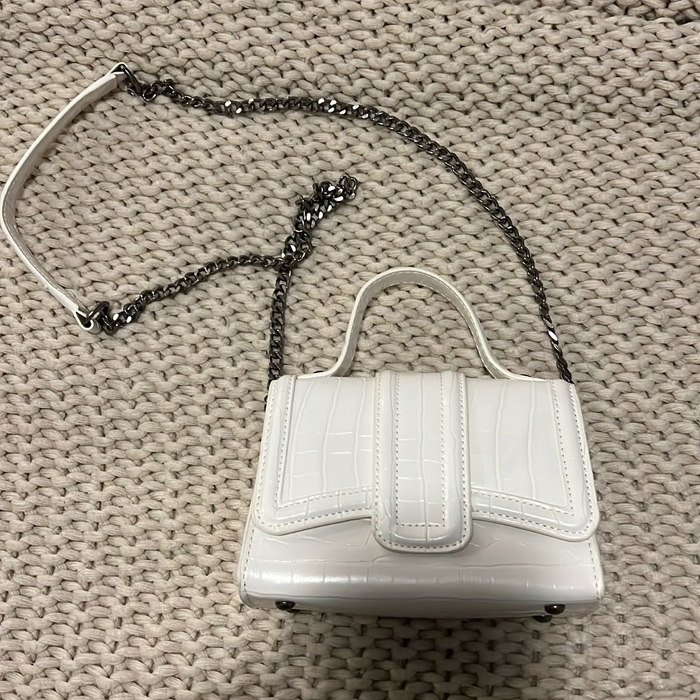 White crocodile mini purse